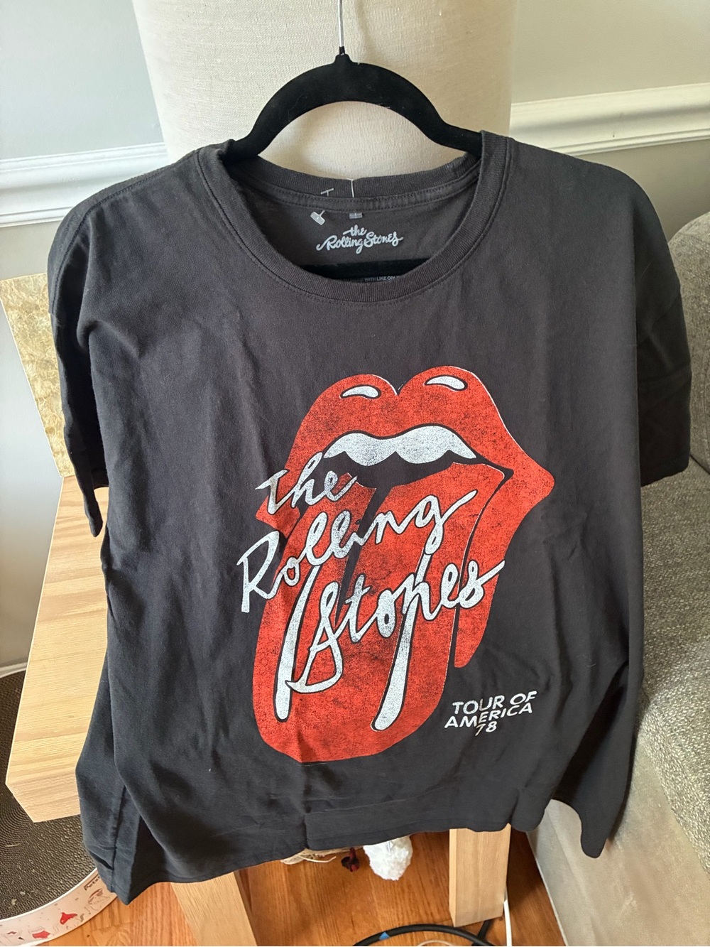 Rolling Stones Black Short Sleeve Tee with Red Tongue Graphic XXL